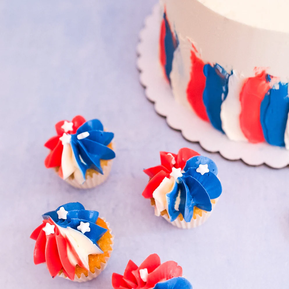 Red, White and Blue Mini Cupcakes, box of 24 - Image 3
