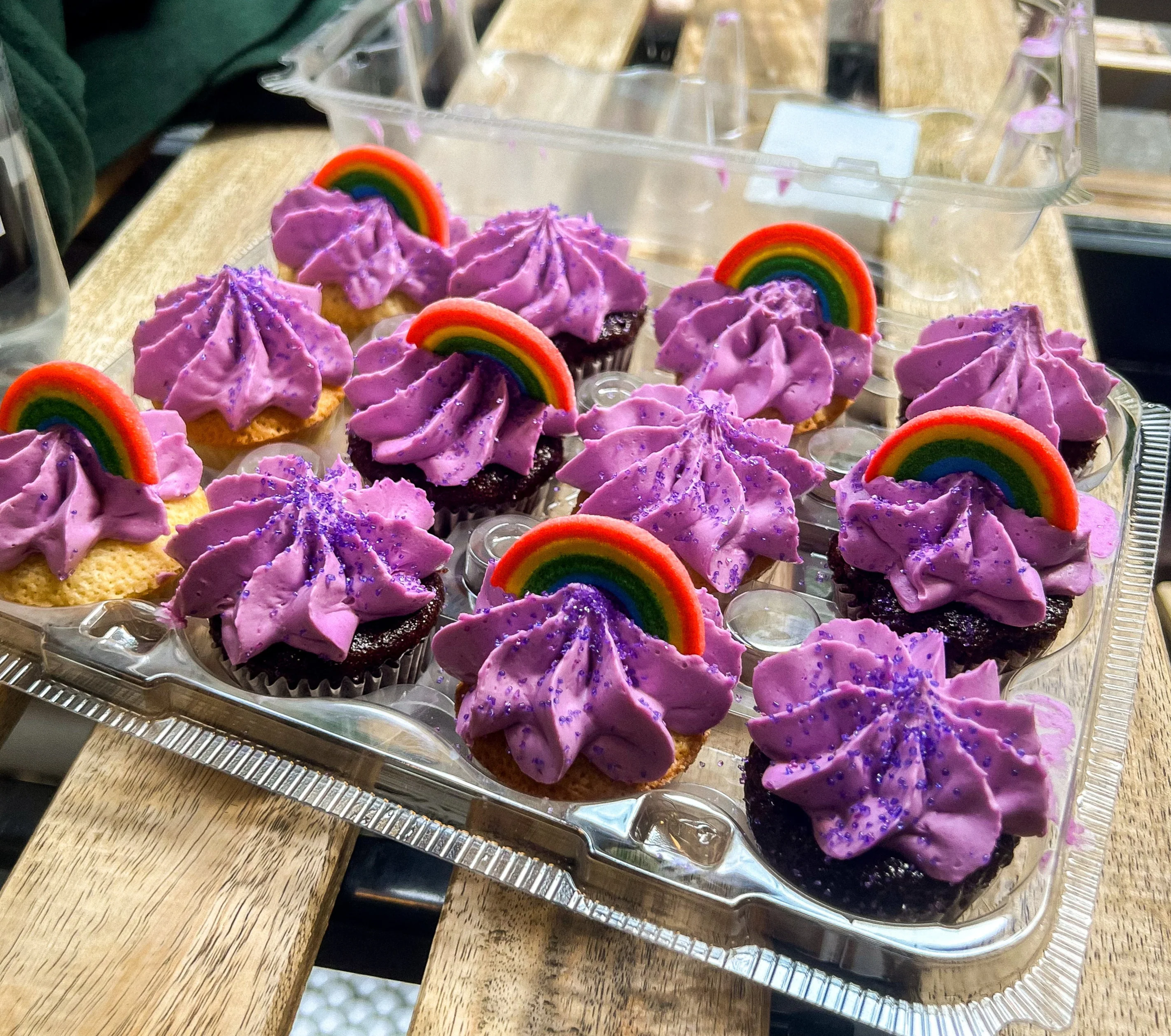 Purple Rainbow Mini Cupcakes, box of 24