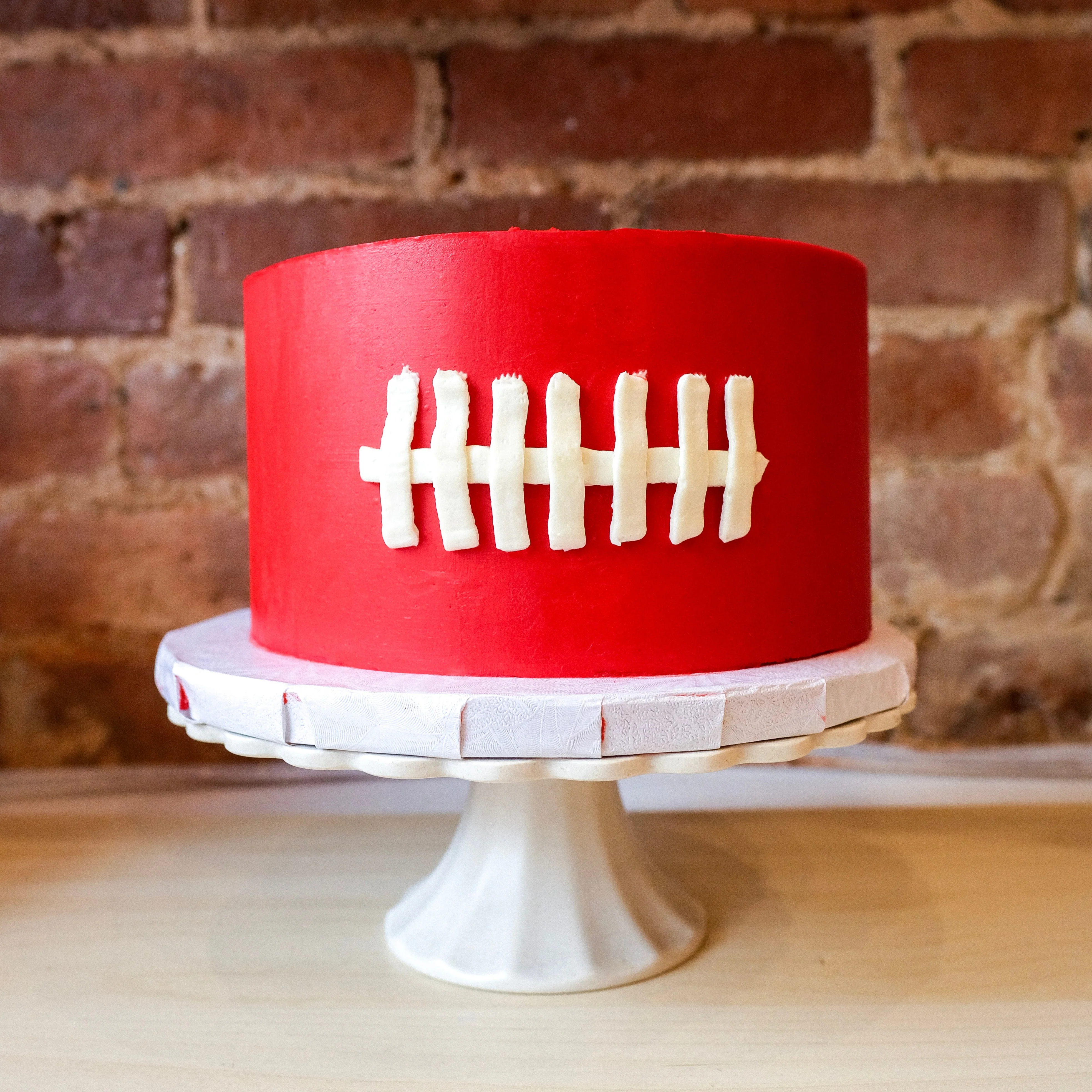 Red Just Here For Taylor Football Cake