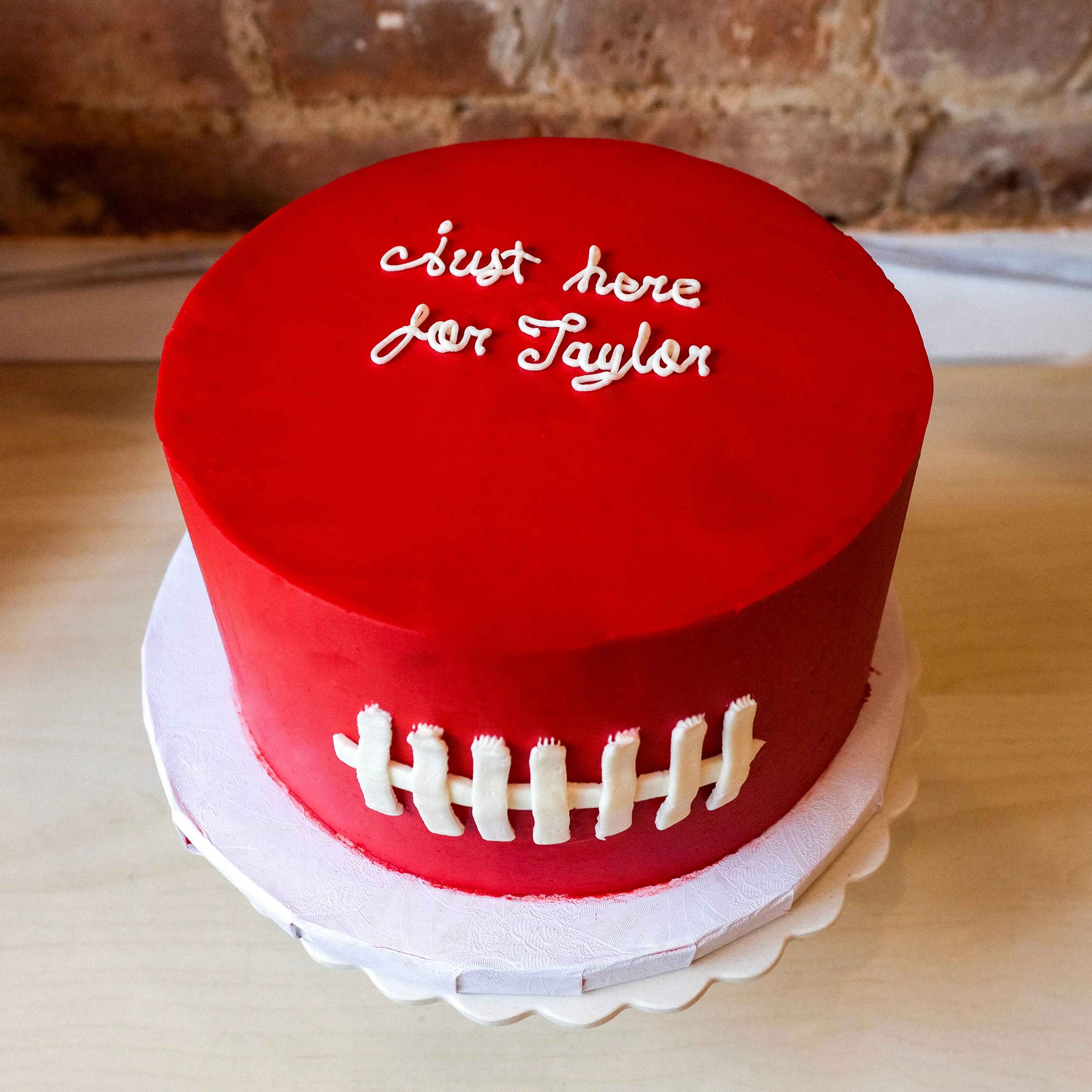 Red Just Here For Taylor Football Cake - Image 2