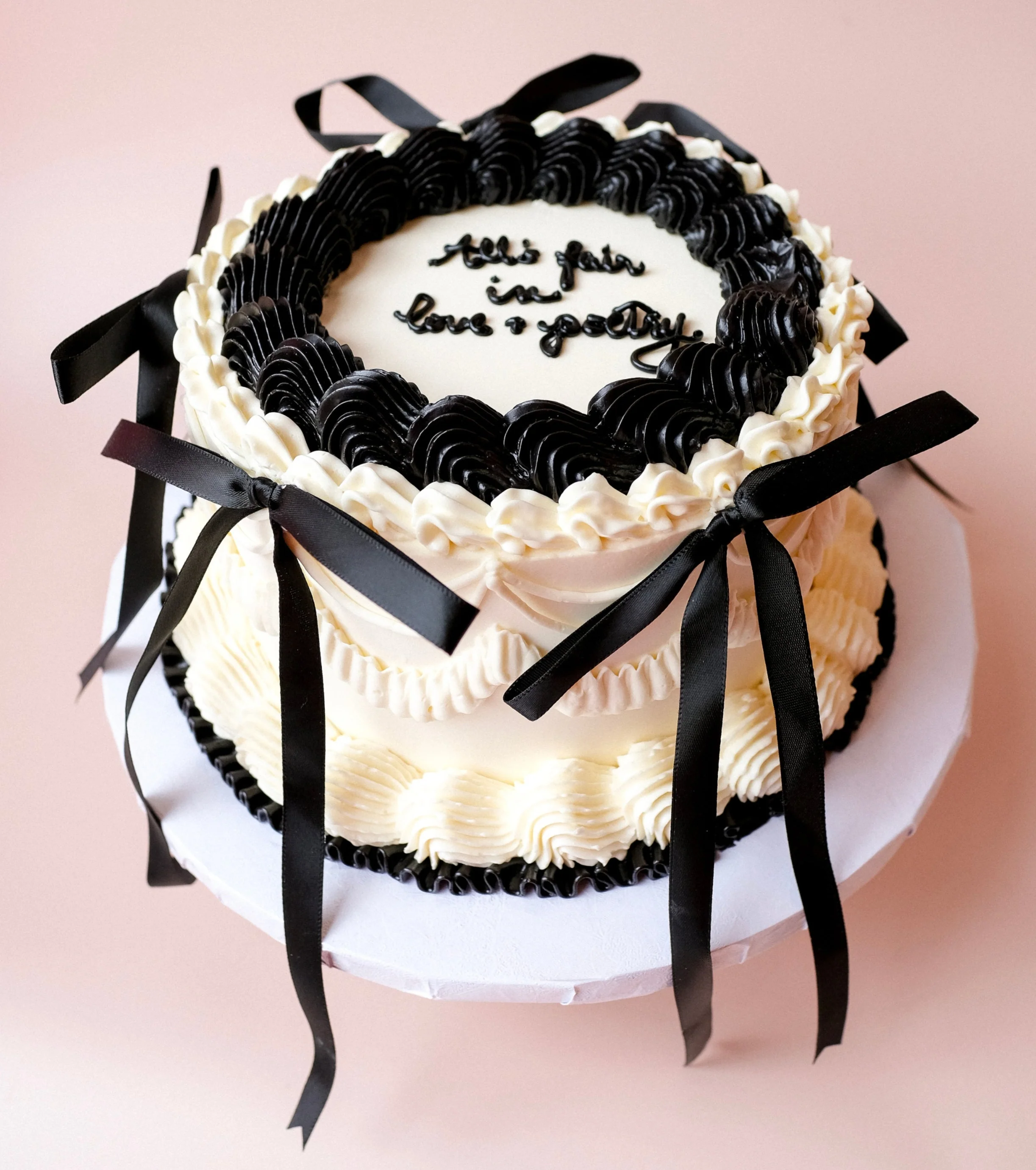 White with Black Ribbons: TTPD Taylor Swift Cake - Image 3